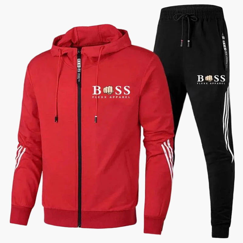 Sportlicher Herren-Trainingsanzug mit Kapuzenjacke und Kontrastdetails