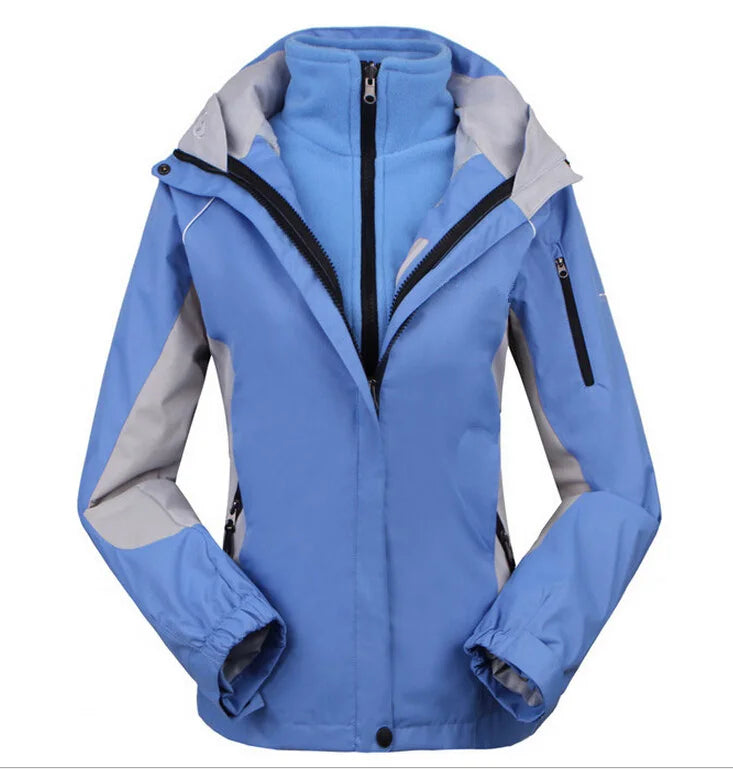 Damen 3-in-1 Outdoor Jacke Wasserdicht mit Kapuze & Fleecejacke