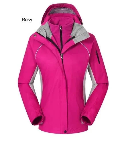 Damen 3-in-1 Outdoor Jacke Wasserdicht mit Kapuze & Fleecejacke