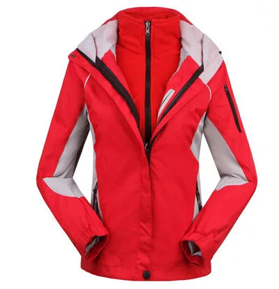 Damen 3-in-1 Outdoor Jacke Wasserdicht mit Kapuze & Fleecejacke