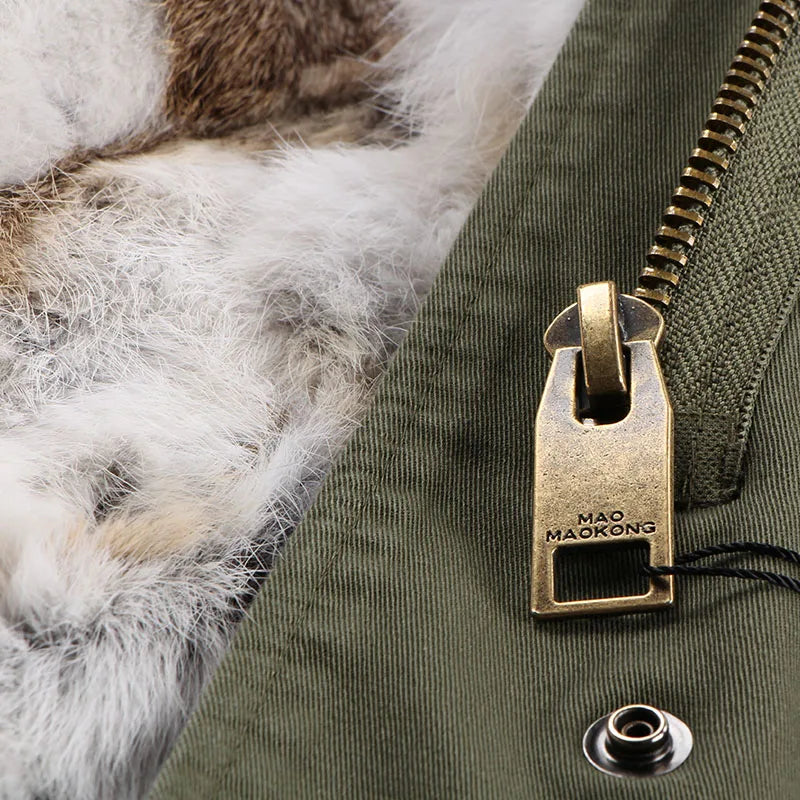 Winterparka Damen mit Kunstfellfutter & Pelzkragen Kapuze