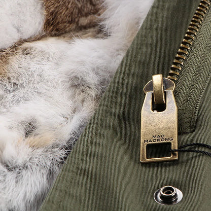 Winterparka Damen mit Kunstfellfutter & Pelzkragen Kapuze