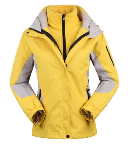 Damen 3-in-1 Outdoor Jacke Wasserdicht mit Kapuze & Fleecejacke