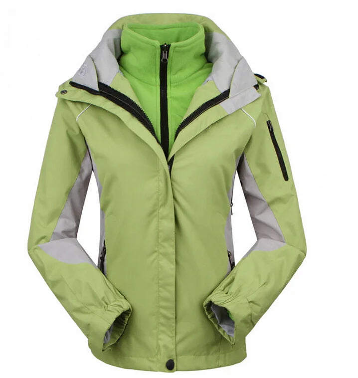 Damen 3-in-1 Outdoor Jacke Wasserdicht mit Kapuze & Fleecejacke