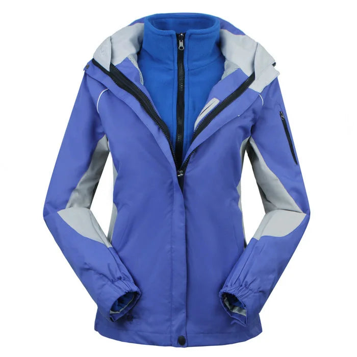 Damen 3-in-1 Outdoor Jacke Wasserdicht mit Kapuze & Fleecejacke
