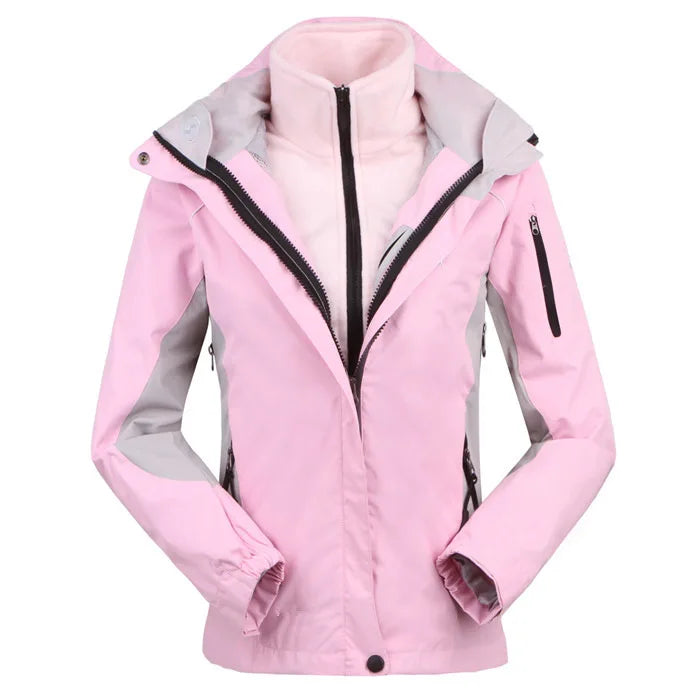 Damen 3-in-1 Outdoor Jacke Wasserdicht mit Kapuze & Fleecejacke
