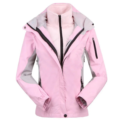 Damen 3-in-1 Outdoor Jacke Wasserdicht mit Kapuze & Fleecejacke