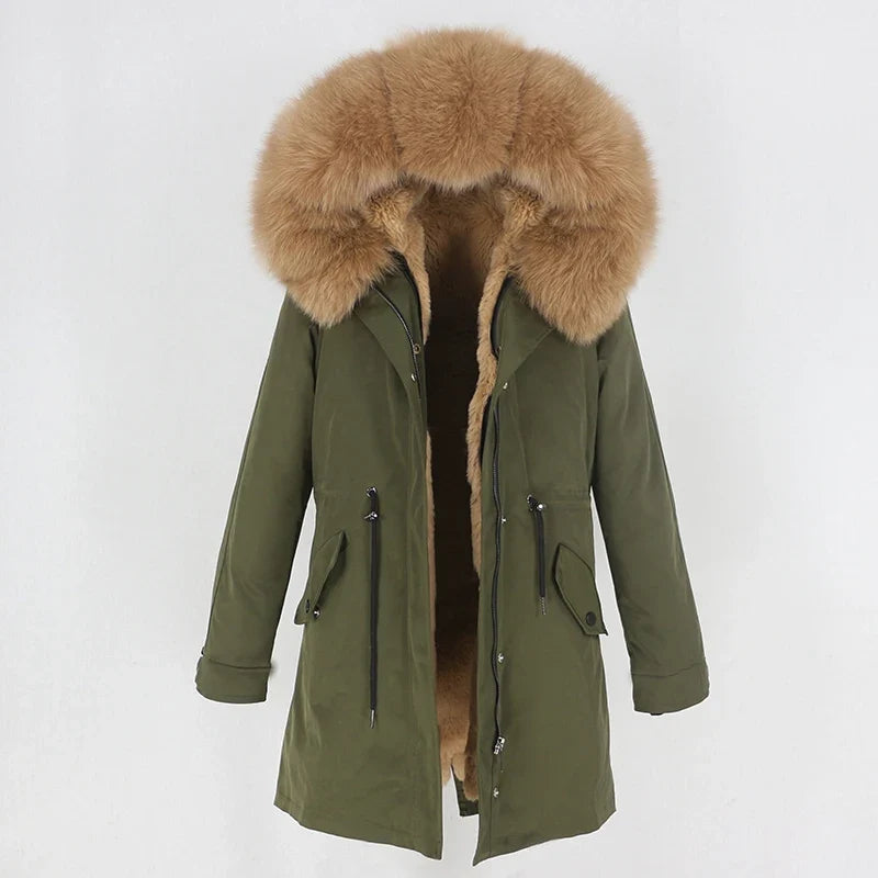 Herren Winter Parka mit Kapuze und Fellkragen, gefüttert