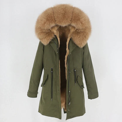Herren Winter Parka mit Kapuze und Fellkragen, gefüttert