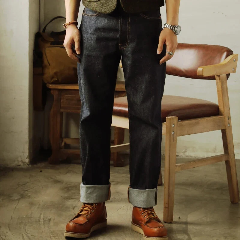 Herren Jeans Dunkelblau Regular Fit mit sichtbaren Nähten