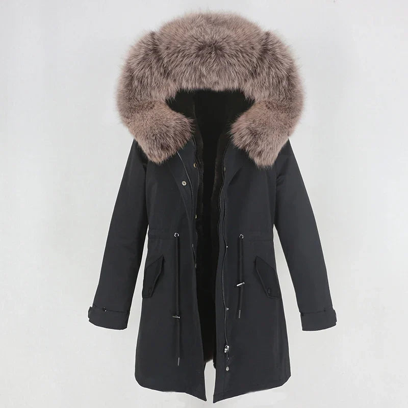 Herren Winter Parka mit Kapuze und Fellkragen, gefüttert