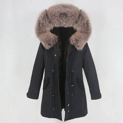 Herren Winter Parka mit Kapuze und Fellkragen, gefüttert