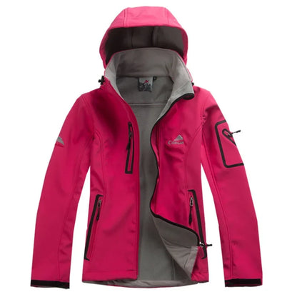 Damen Softshelljacke mit Kapuze und Reißverschlusstaschen