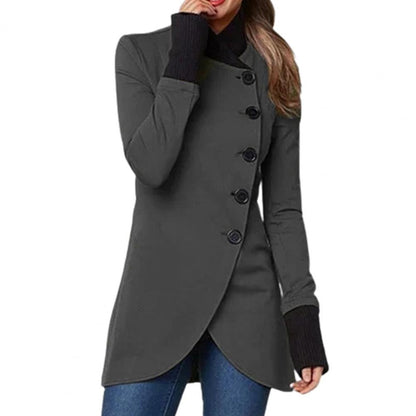 Damen Asymmetrische Jacke mit Stehkragen und Knopfleiste