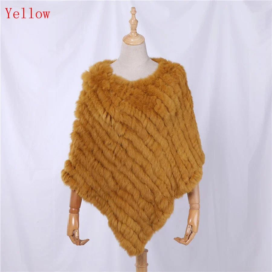 Damen Poncho weich strukturiert Grau Winter Cape