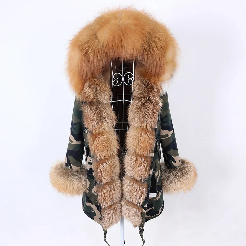 Damen Parka mit Kunstfellbesatz und Kapuze - Wintermantel