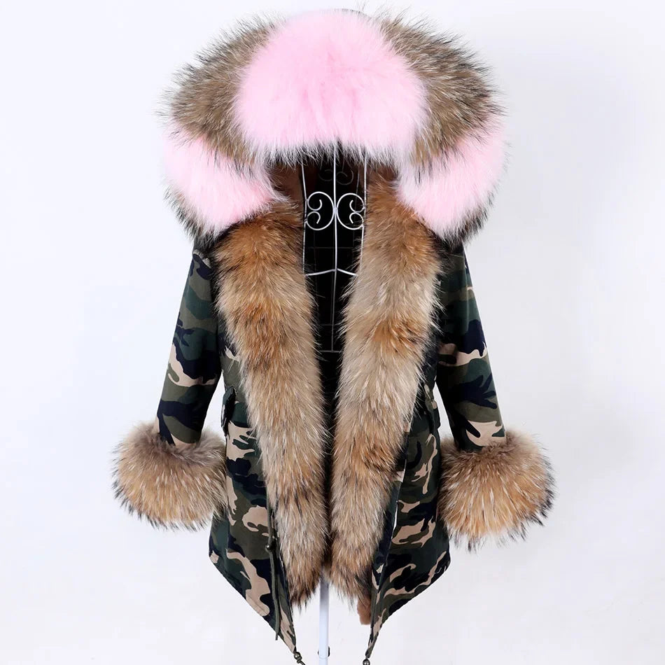 Damen Parka mit Kunstfellbesatz und Kapuze - Wintermantel