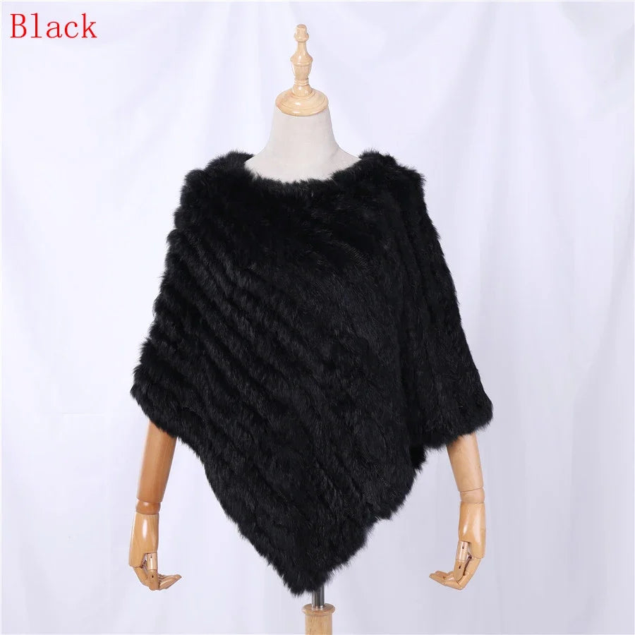 Damen Poncho weich strukturiert Grau Winter Cape