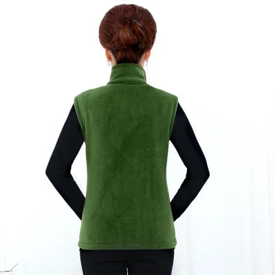 Damen Fleece Weste Stehkragen Reißverschluss Violett