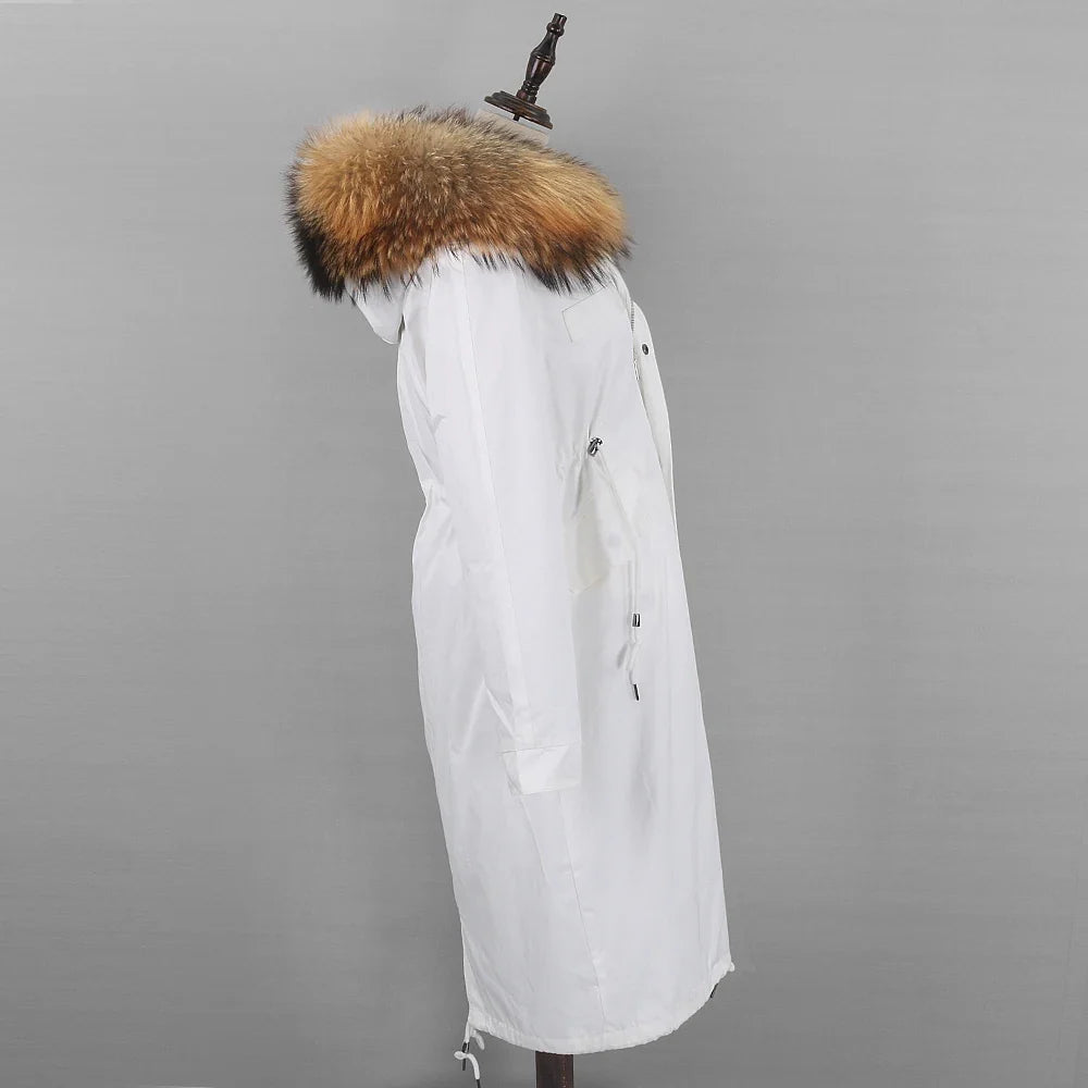 Damen Winterparka Lang mit Kapuze und Fellkragen, gefüttert, in verschiedenen Farben