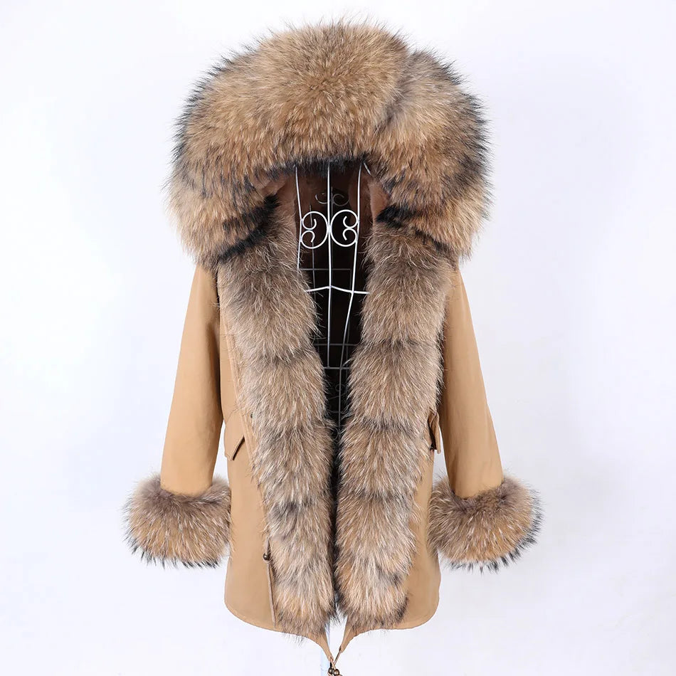 Damen Parka mit Kunstfellbesatz und Kapuze - Wintermantel