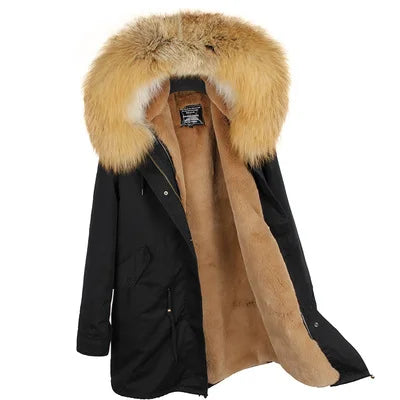 Unisex Winter Parka mit Kapuze und Fellkragen