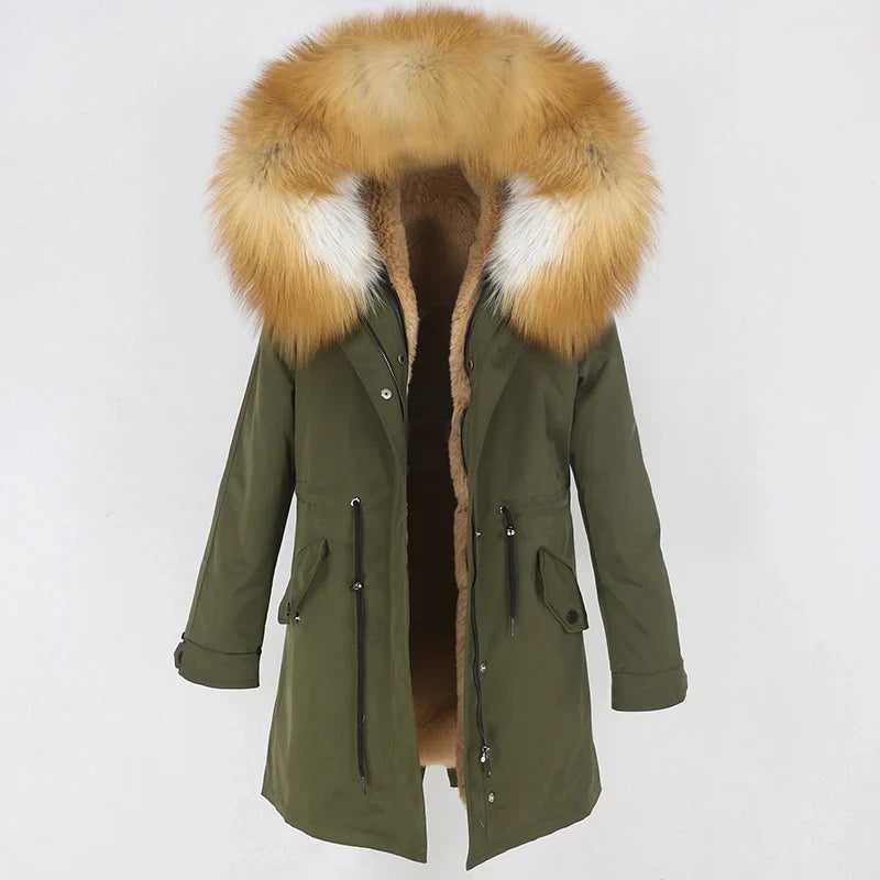 Herren Winter Parka mit Kapuze und Fellkragen, gefüttert