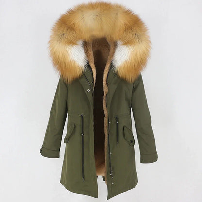 Herren Winter Parka mit Kapuze und Fellkragen, gefüttert