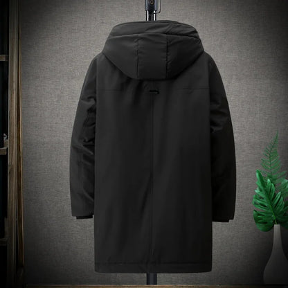 Herren Winter Parka mit Kapuze und Streifen Lang Wattiert