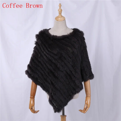 Damen Poncho weich strukturiert Grau Winter Cape