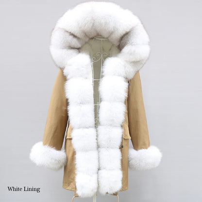 Winterparka mit Kapuze und Fellbesatz für Damen