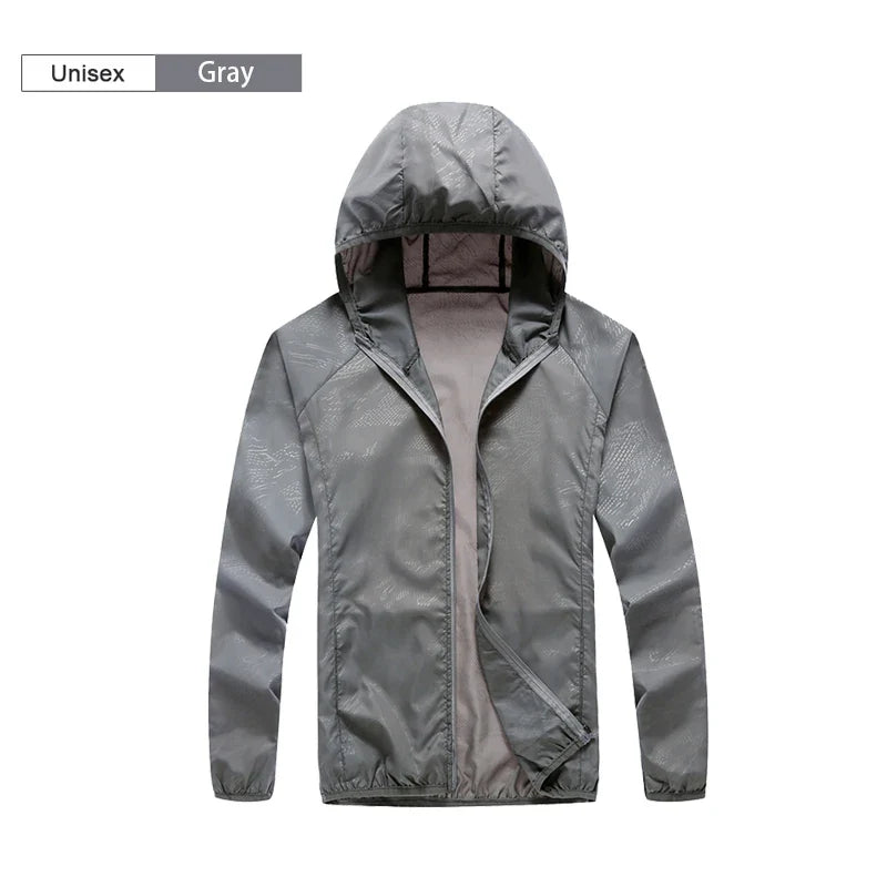 Unisex Leichte Kapuzenjacke Windbreaker Atmungsaktiv Sonnen- und Wasserschutz