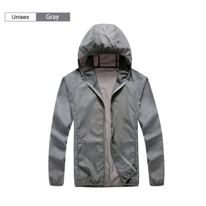 Unisex Leichte Kapuzenjacke Windbreaker Atmungsaktiv Sonnen- und Wasserschutz