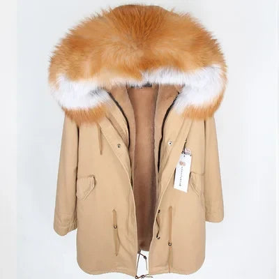 Unisex Winter Parka mit Kapuze und Fellkragen