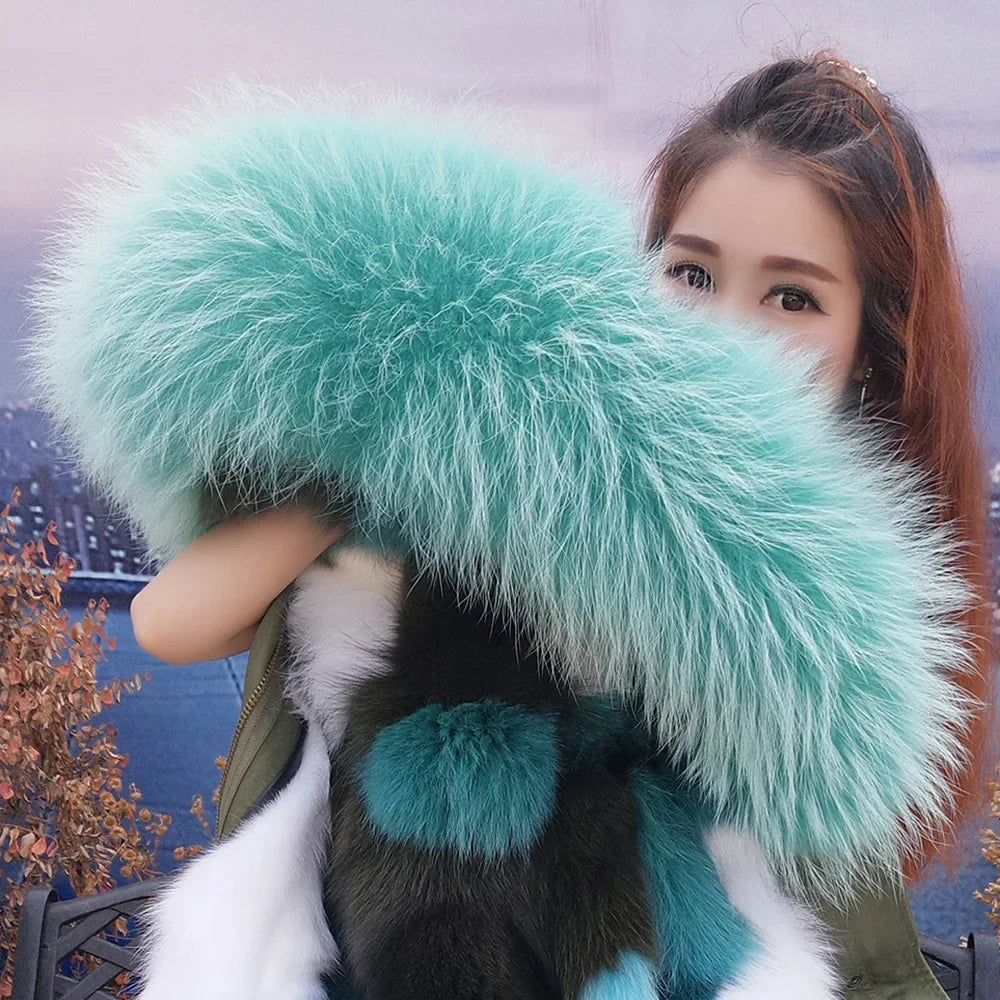 Damen Winter Parka mit Kapuze und Kunstpelz Futter