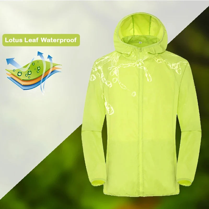 Unisex Leichte Kapuzenjacke Windbreaker Atmungsaktiv Sonnen- und Wasserschutz