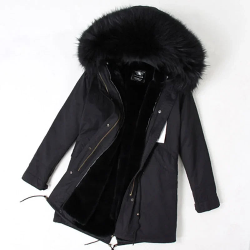Unisex Winter Parka mit Kapuze und Fellkragen