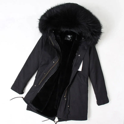Unisex Winter Parka mit Kapuze und Fellkragen
