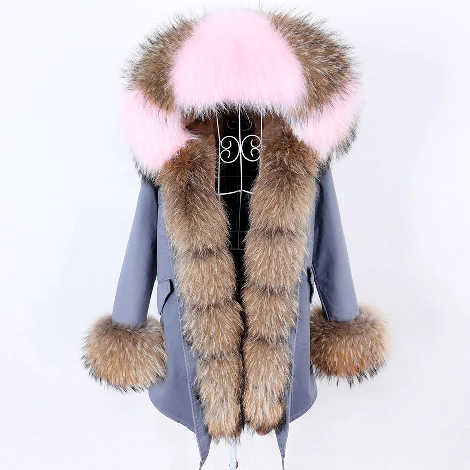 Damen Parka mit Kunstfellbesatz und Kapuze - Wintermantel