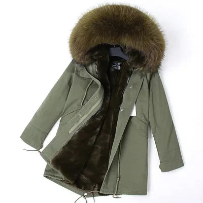 Unisex Winter Parka mit Kapuze und Fellkragen