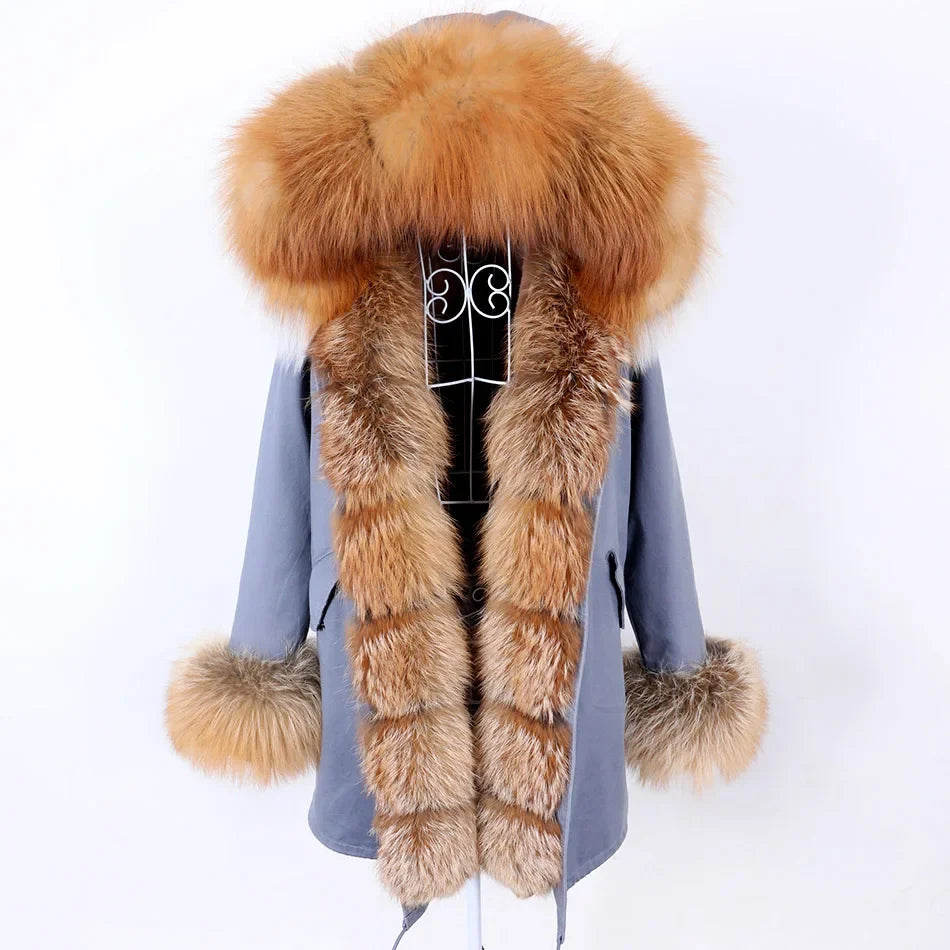 Damen Parka mit Kunstfellbesatz und Kapuze - Wintermantel