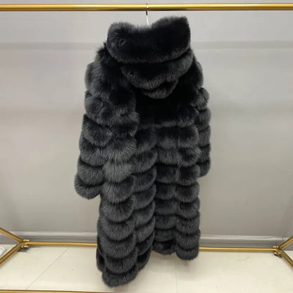 Damen Langer Mantel mit Kapuze aus weichem Material