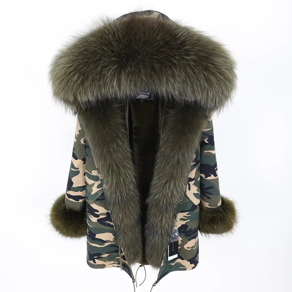 Damen Parka mit Kunstfellbesatz und Kapuze - Wintermantel