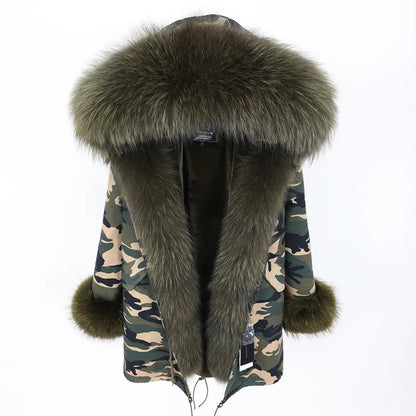 Damen Parka mit Kunstfellbesatz und Kapuze - Wintermantel