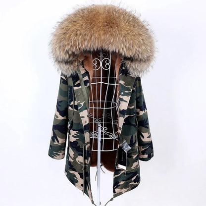 Damen Parka mit Kunstfellbesatz und Kapuze - Wintermantel