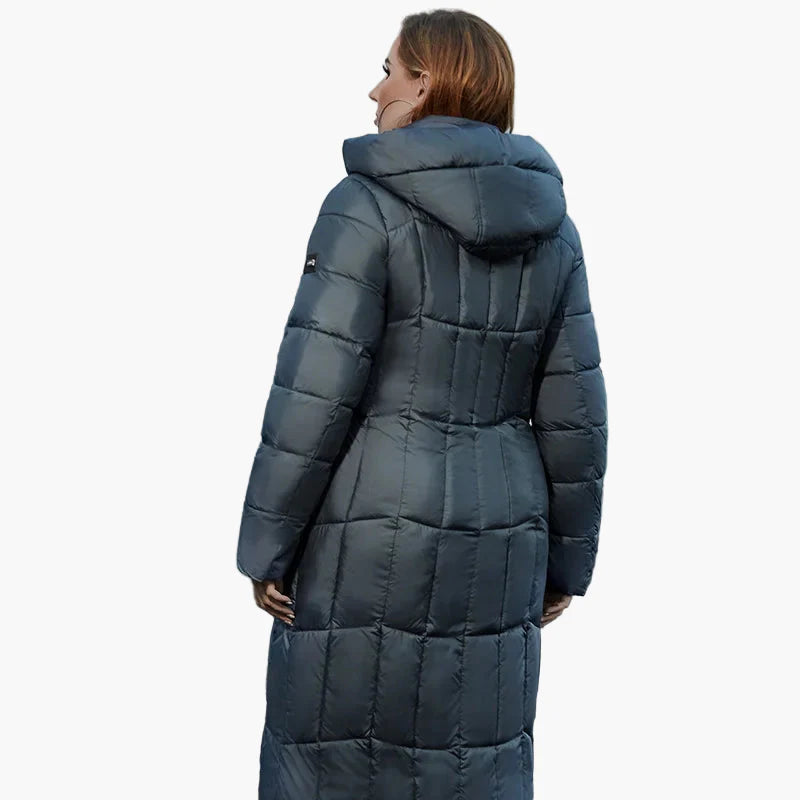 Damen Winter Steppmantel Lang mit Kapuze – Eleganter Outdoor-Parka Plus Size