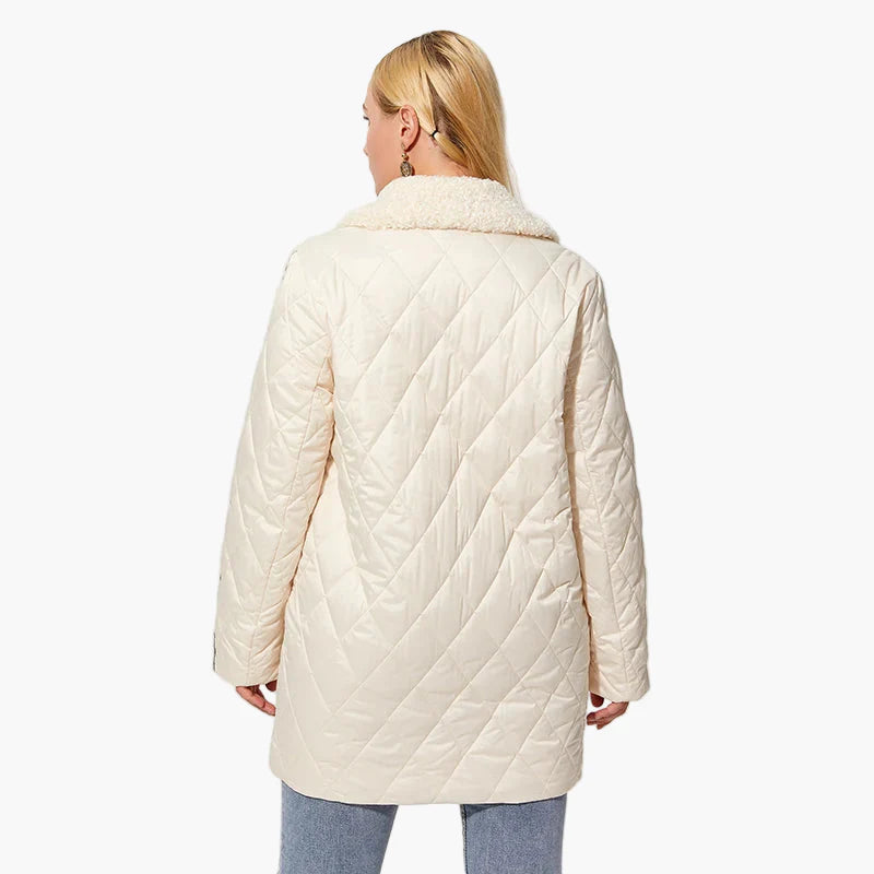 Damen Steppmantel mit Kunstfellkragen – Modischer Wintermantel für Alltag und Freizeit