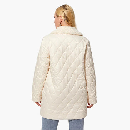Damen Steppmantel mit Kunstfellkragen – Modischer Wintermantel für Alltag und Freizeit
