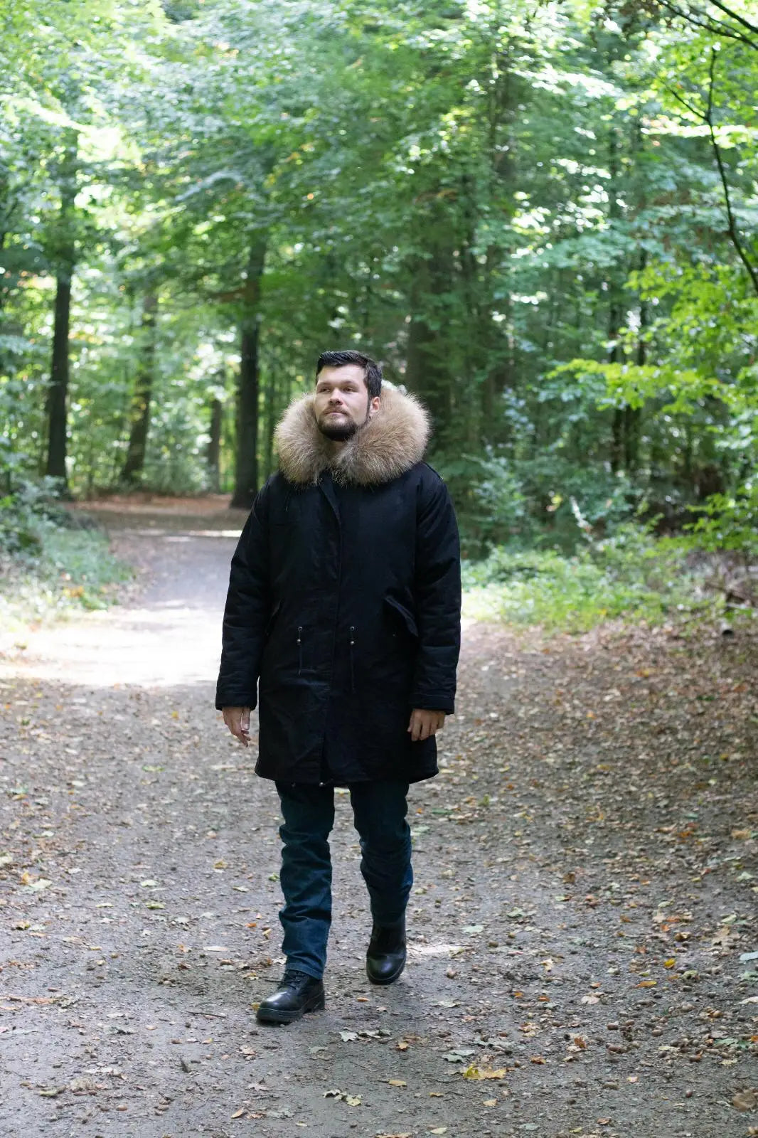 Herren Winter Parka mit Kapuze und Fellkragen, gefüttert