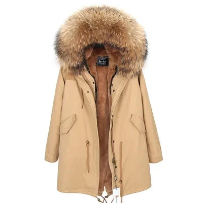 Unisex Winter Parka mit Kapuze und Fellkragen